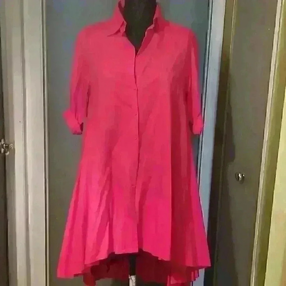Red cotton high low dress/top sz Large - Picture 1 of 4
